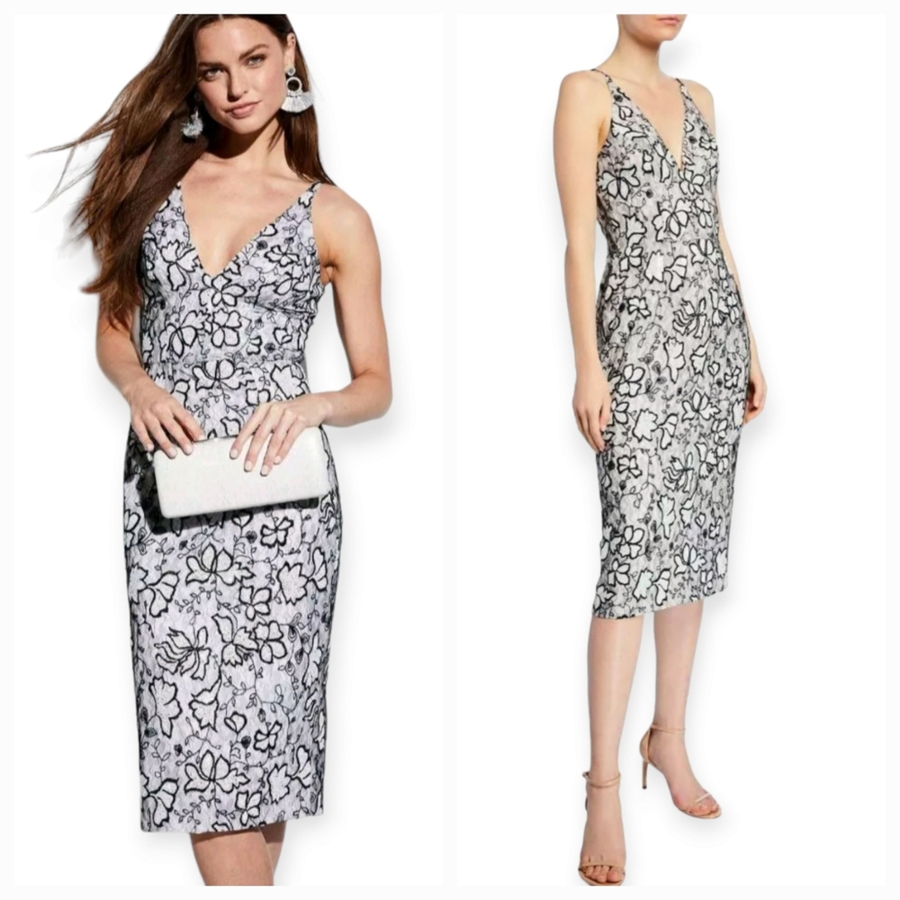 Dress The Population Nadia Plunge Sleeveless Midi Lace Dress REVOLVE